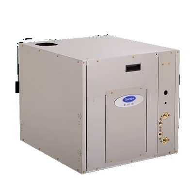 Carrier Infinity heat pump unit. Consider heat pump repair in Dallas, TX for efficient home heating and cooling solutions.