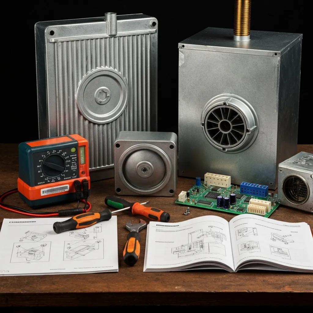 Close-up of furnace parts and tools, representing the complexity of repair costs