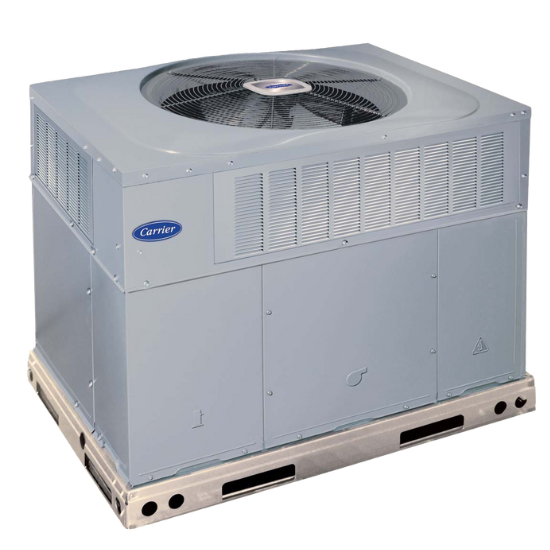 Carrier HVAC unit. Commercial rooftop air conditioning system for heating and cooling. HVAC installation in Dallas, TX.