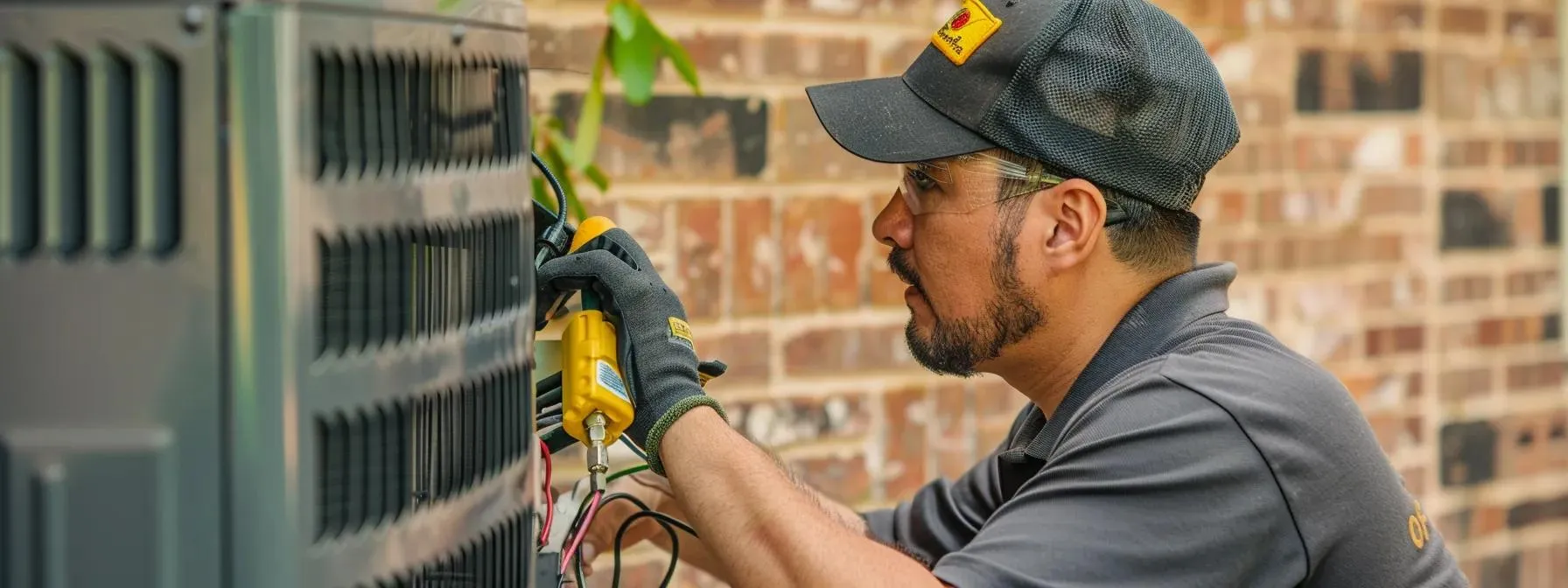 HVAC professional working on installing a heat pump in dallas home