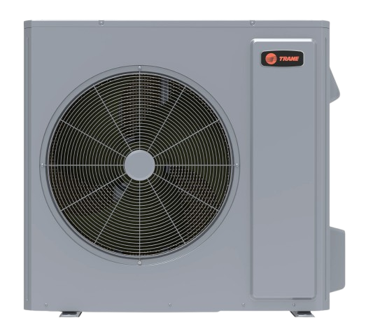 Trane 3-ton outdoor heat pump unit showcasing energy-efficient heating solution for homes, relevant to HVAC services in Dallas.