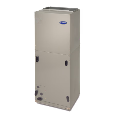 Comfort fan coil unit by Carrier, essential for efficient hybrid heating systems, showcasing a clean design suitable for HVAC applications in Dallas.