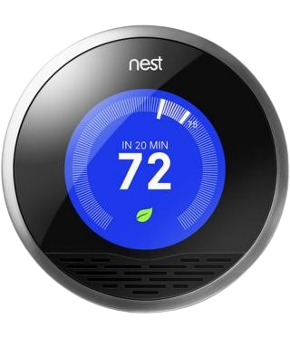 Nest Programmable Thermostat Display: Shows a set temperature of 72 degrees, energy-efficient climate control in Dallas, TX.