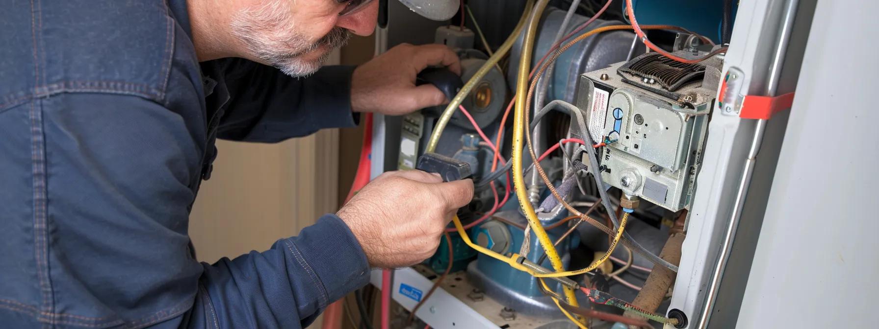 technician working on a furnace