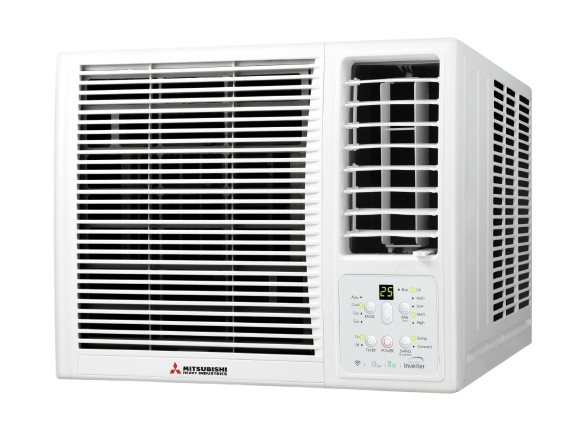 Mitsubishi cooling unit for window installation, offering efficient climate control and temperature regulation for your home or office space.