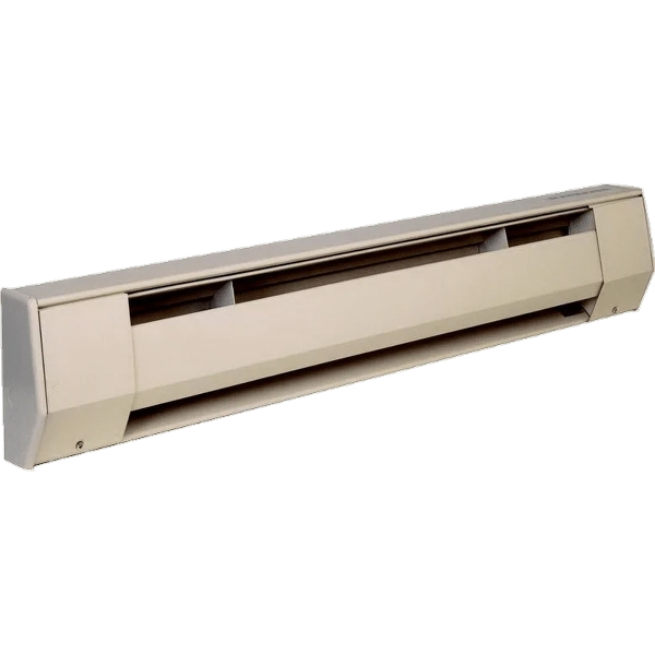 Hydronic electric baseboard heater showcasing sleek design and efficient heat delivery for consistent home comfort.