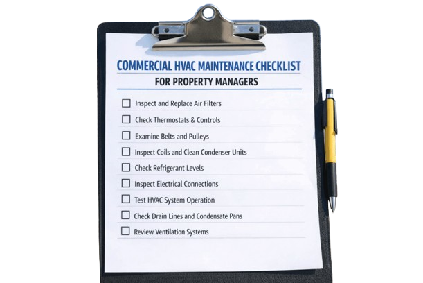 Commercial HVAC maintenance checklist for property managers and building owners.