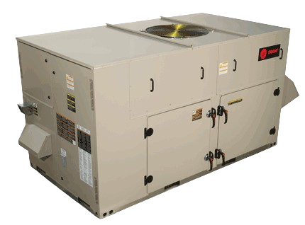 Trane commercial rooftop HVAC system for Dallas building maintenance and repair.